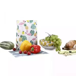 elasticized reusable fabric cotton beeswax bowl covers food wrap
