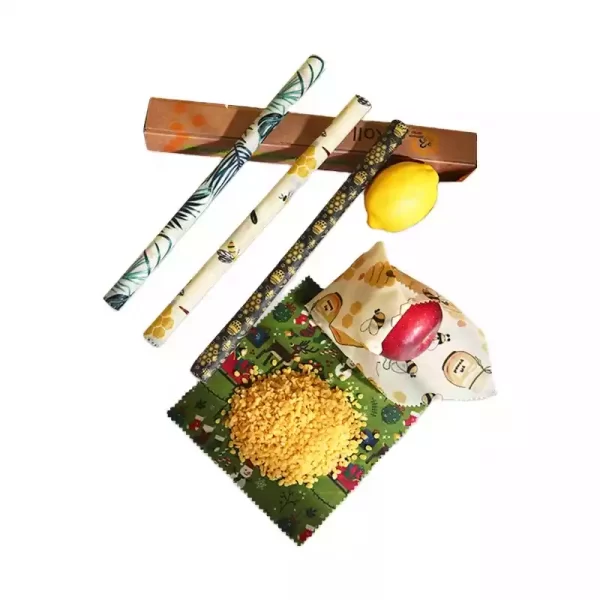 food grade reusable cotton natural sandwich food storage wrap beeswax roll