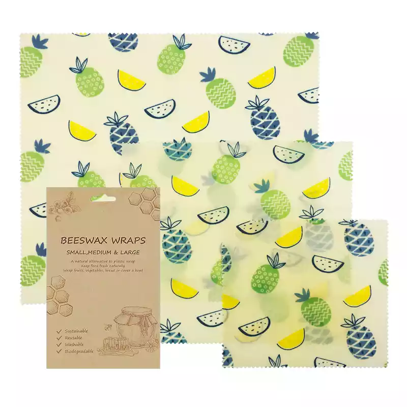 Beeswax Wrap Reusable Natural Food Grade Preservative Cloth Organic Cotton  Eco Friendly Sustainable For Kitchen Food Storage